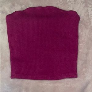 fuchsia cropped strapless top